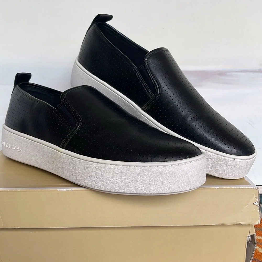 Michael Kors TEDDI SLIP ON NAPPA PU PERFORATED 4959TDFP4L NIB Platforms Sneakers